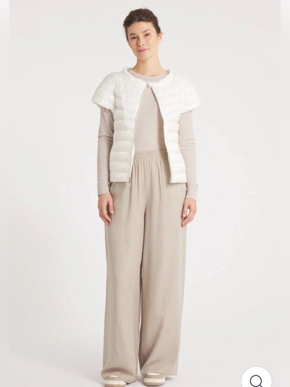 Cotes of London The St. Ives Short Sleeve Down Puffer Vest - Ivory XS